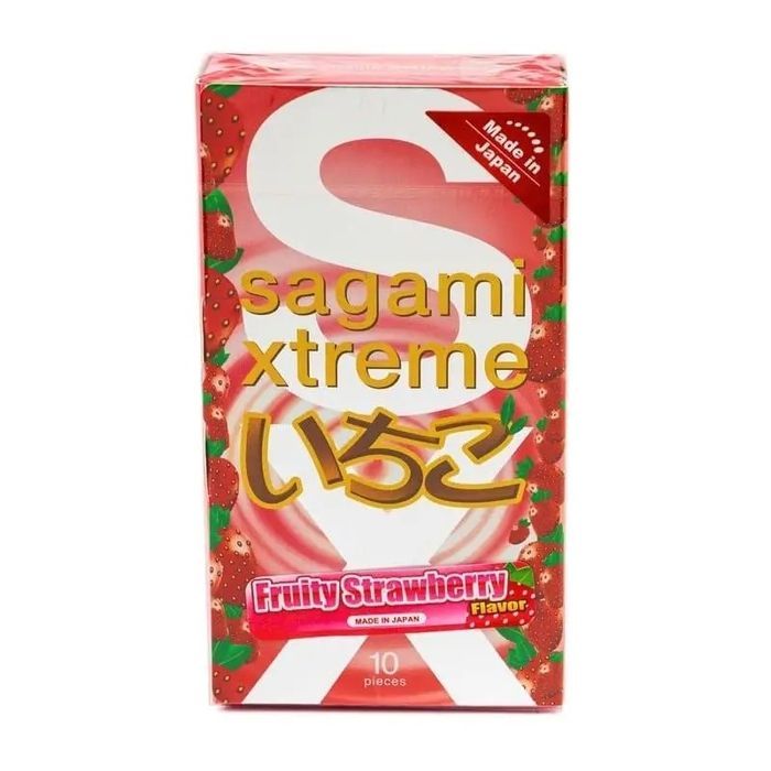 Ультратонкие презервативы Sagami Xtreme Strawberry 0,04 мм (цена за упаковку, 10 шт.)