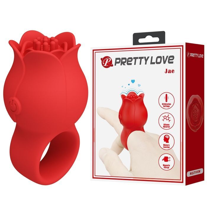 Вибрирующая насадка на палец PRETTY LOVE JAE цветок, красный