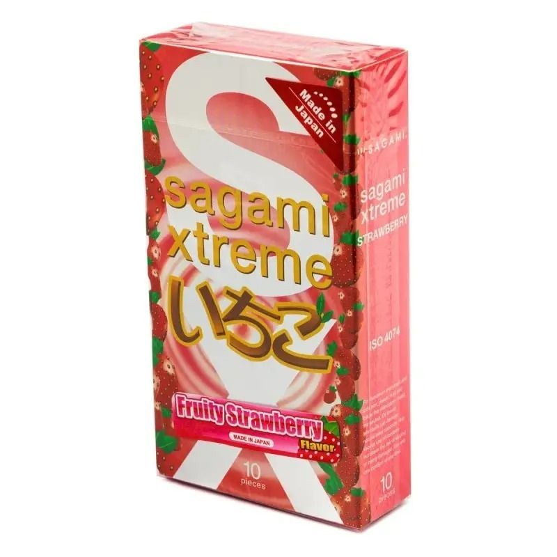 Ультратонкие презервативы Sagami Xtreme Strawberry 0,04 мм (цена за упаковку, 10 шт.)