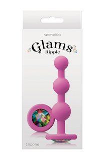Анальна пробка з кристалом GLAMS RIPPLE RAINBOW GEM PINK