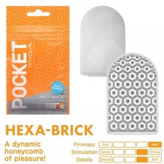 Мини мастурбатор нереалистичный Tenga Pocket Hexa-Brick, с рельефом, белый