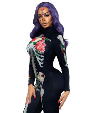 Комбінезон скелет із квітковим принтом Leg Avenue Floral skeleton catsuit S