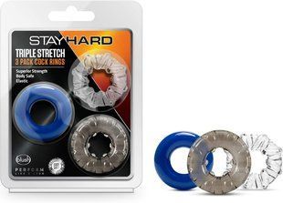 Набір ерекційних кілець для пеніса Blush Stay Hard кольорові, 3 шт.