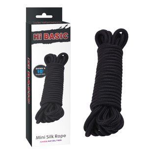 Веревка для бондажа и шибари Chisa Hi-Basic Mini&nbsp;Silk&nbsp;Rope&nbsp;Cotton черная,&nbsp;10 м