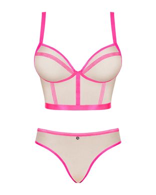 Комплект Obsessive Nudelia top & panties pink L/XL