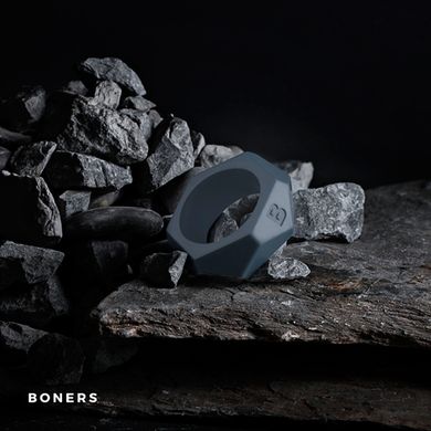 Ерекційне кільце із силікону Boners Diamond у вигляді гайки, сіре