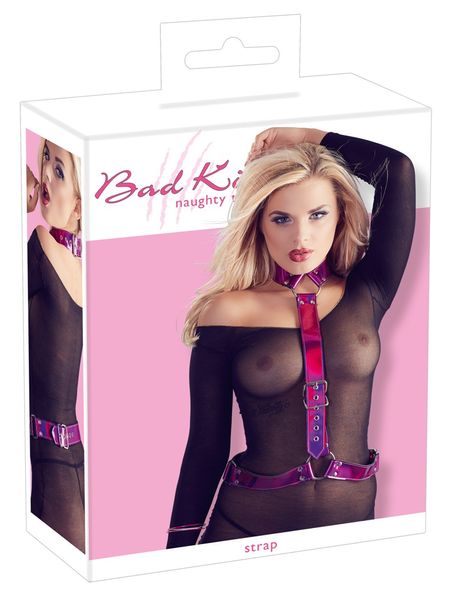 Портупея сексуальная на шею и талию One Size Bad Kitty, розовая