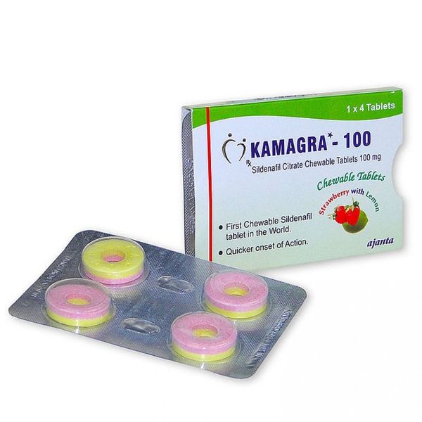 Таблетки для потенції Kamagra-100 полуничка та лимон (ціна за упаковку, 4 таблетки)