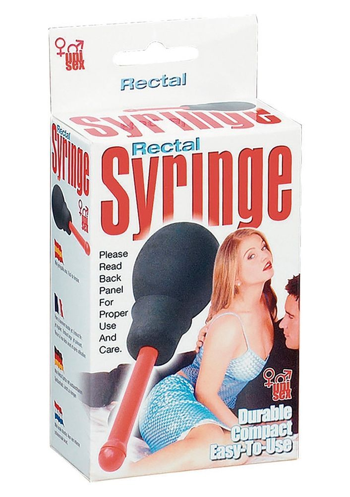 Анальний душ із 2 насадками Seven Creations Rectal Syringe, чорний, 40 мл