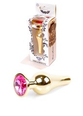 Анальная пробка с розовым камнем Plug-Jewellery Gold BUTT PLUG- Pink