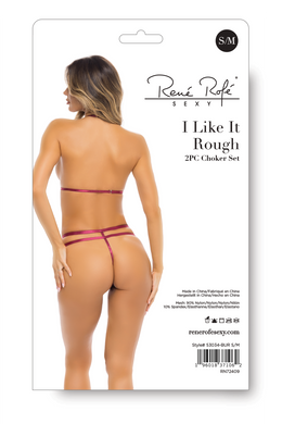 Комплект білизни I LIKE IT ROUGH 2PC CHOKER SET BURGUNDY, S/M