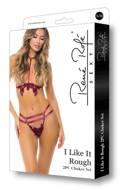 Комплект белья I LIKE IT ROUGH 2PC CHOKER SET BURGUNDY, S/M