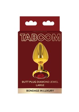 Анальная пробка металлическая золотистая L Butt Plug With Diamond Jewel Taboom