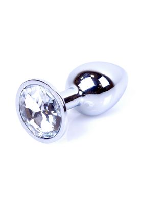Анальна пробка з каменем Plug-Jewellery Silver PLUG- Clear розмір S