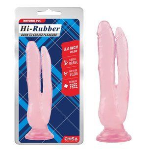 Фаллоимитатор&nbsp;двойной&nbsp;Chisa Hi-Rubber&nbsp;8.0 на присоске, розовый