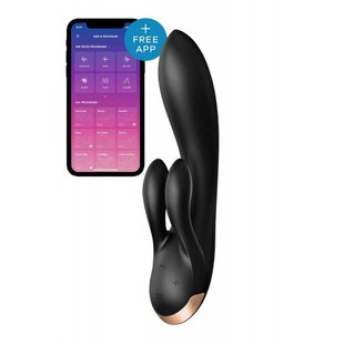 Смарт вибратор кролик Satisfyer Double Flex Connect App Black