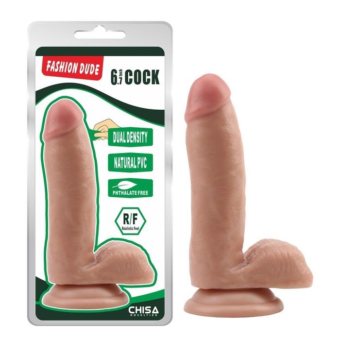 Фалоімітатор реалістичний з мошонкою Chisa Fashion&nbsp;Dude&nbsp;6.7&nbsp;Cock на присосці, бежевий