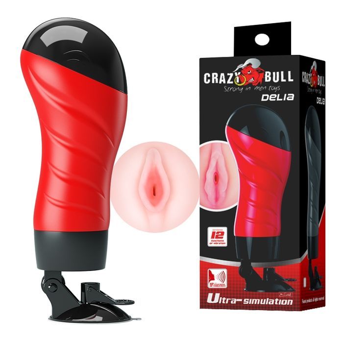 Мастурбатор-вагина с вибрацией Crazy Bull Delia на присоске, 28.3 &times; 10 см