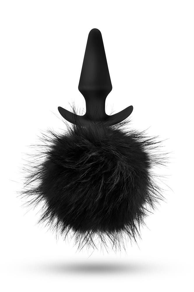 Анальний затор, заячий хвостик, чорний ANAL ADVENTURES PLATINUM RABBIT TAIL PLUG