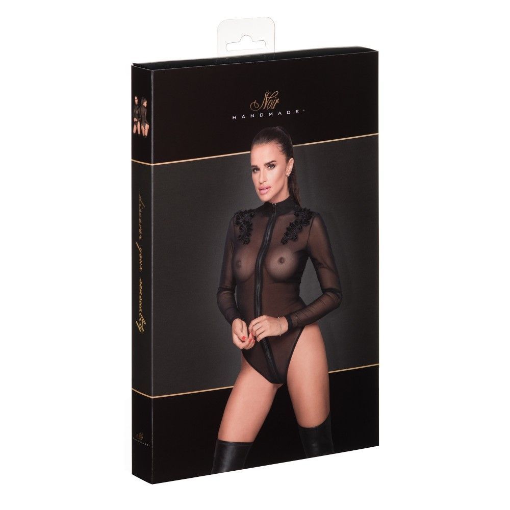 Боди&nbsp;гипюр&nbsp;F221&nbsp;Noir&nbsp;Handmade&nbsp;XL