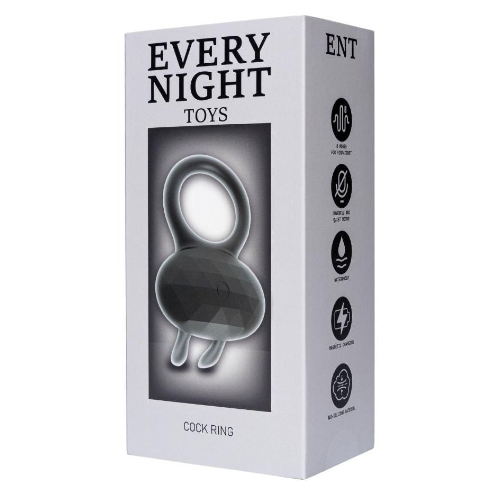Эрекционное виброкольцо Every Night Toys Diamond The Duke с ушками для клитора, черное