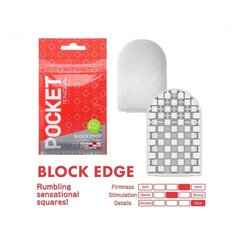 Міні мастурбатор нереалістичний Tenga Pocket Block Edge, з рельєфом, білий