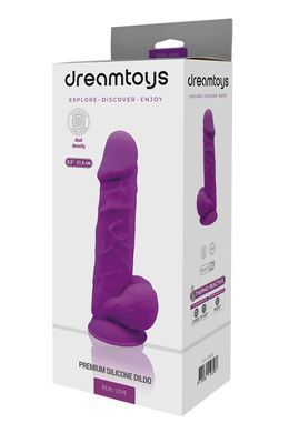Фаллоимитатор термопластичный с мошонкой Dream Toys Real Love на присоске, фиолетовый