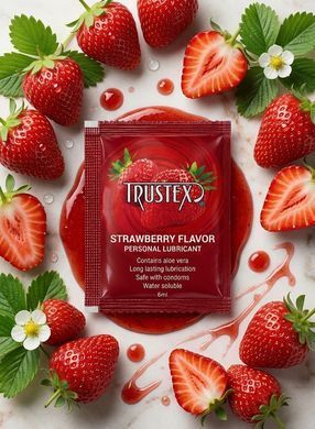 Саше/Лубрикант на водной основе Trustex Strawberry со вкусом клубники, 6 мл