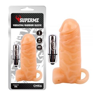 Насадка с вибро беж Chisa Superme Vibrating Warrior Sleeve