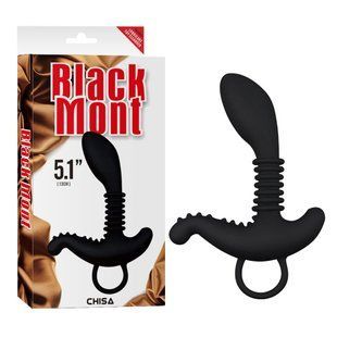 Cтимулятор простаты&nbsp;с дополнительным отростком Chisa Black&nbsp;Mont&nbsp;Booty&nbsp;Exciter и колечком-держателем