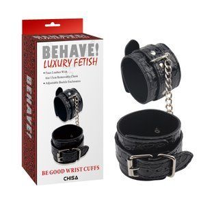 Наручники&nbsp;с тиснением Chisa Behave!&nbsp;Luxury&nbsp;Fetish, черные