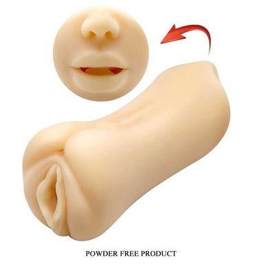 Двухсторонний реалистичный мастурботор, вагина-ротик, телесного цвета