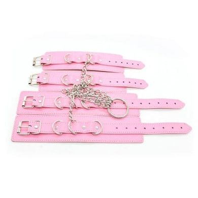 Система фиксации для рук и ног с цепями и кольцом DS Fetish, розовая