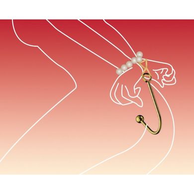 Вагінальний / анальний гак UPKO Hook золотистий, з кулькою на кінці та кільцем для фіксації