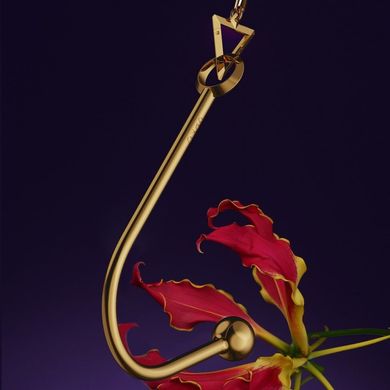 Вагинальный / анальный крюк UPKO Hook золотистый, с шариком на конце и кольцом для фиксации