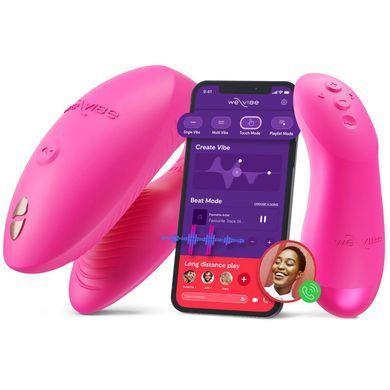 Вибратор для пар We-Vibe Chorus Pro Electric Pink с пультом и приложением, розовый