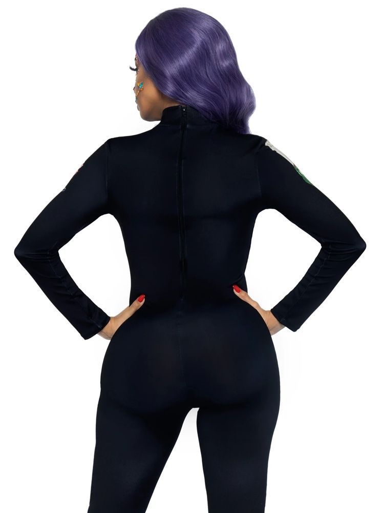 Комбінезон скелет із квітковим принтом Leg Avenue Floral skeleton catsuit M