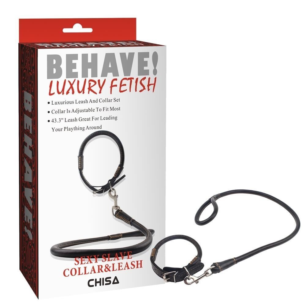 Ошейник&nbsp;и&nbsp;поводок&nbsp;Chisa Behave Luxury&nbsp;Fetish черные