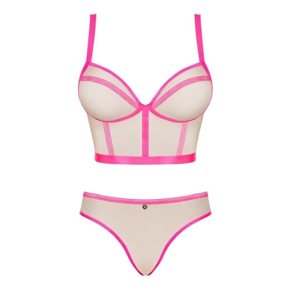 Комплект Obsessive Nudelia top & panties pink S/M