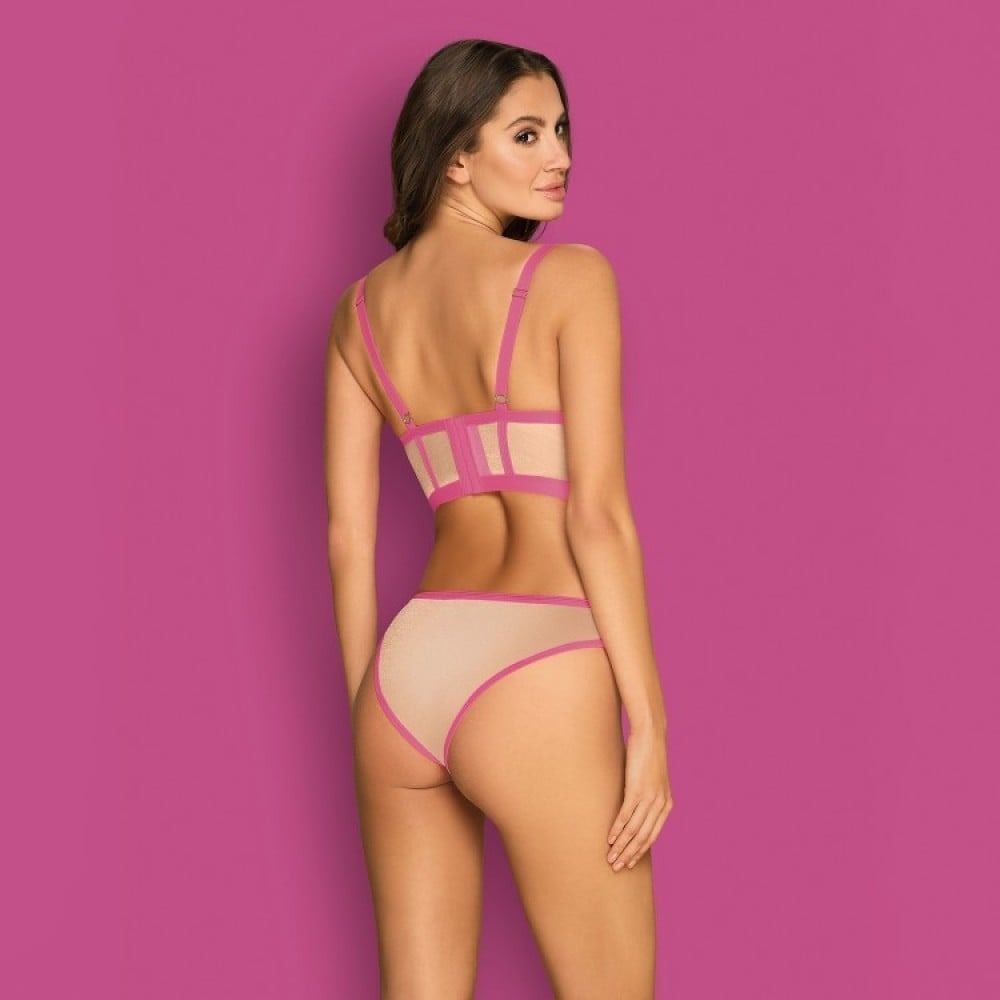 Комплект Obsessive Nudelia top & panties pink S/M