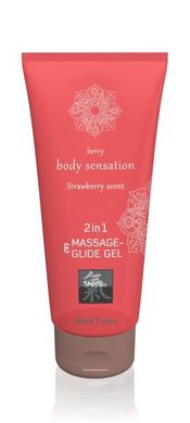 Лубрикант и массажное масло 2 в 1 Massage-& Glide gel 2in1 Strawberry scent, 200 мл