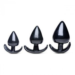 Набор анальных пробок разного размера Master Series Triple Spades, черный