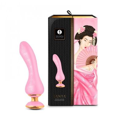 Вибратор Shunga Sanya с ручкой и подсветкой, нежно розовый, 18.5 см х 3.8 см