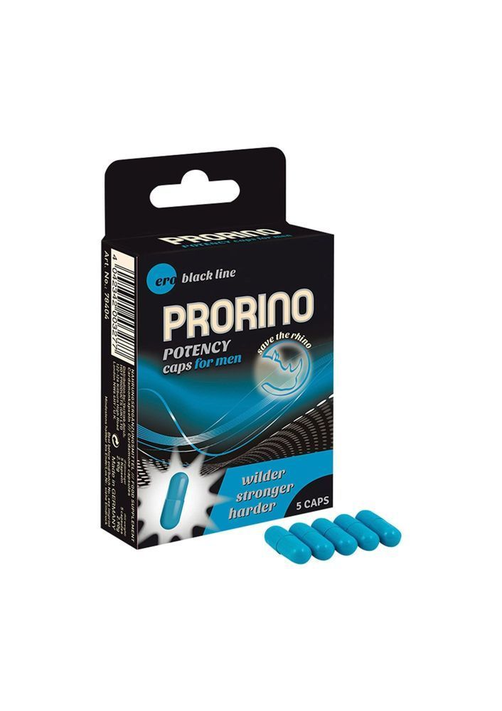 Возбуждающие капсулы для мужчин ERO PRORINO black line Potency,(цена за 5 капсул в упаковке)