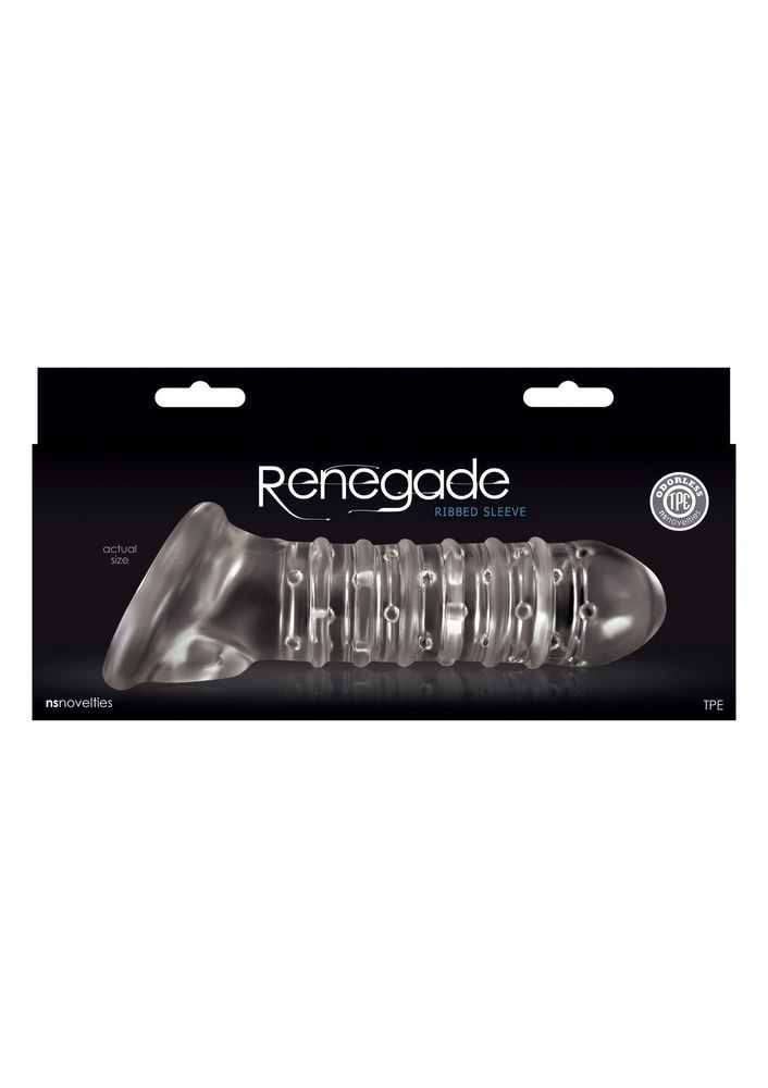 Насадка на пенис удлиняющая RENEGADE RIBBED EXTENSION CLEAR