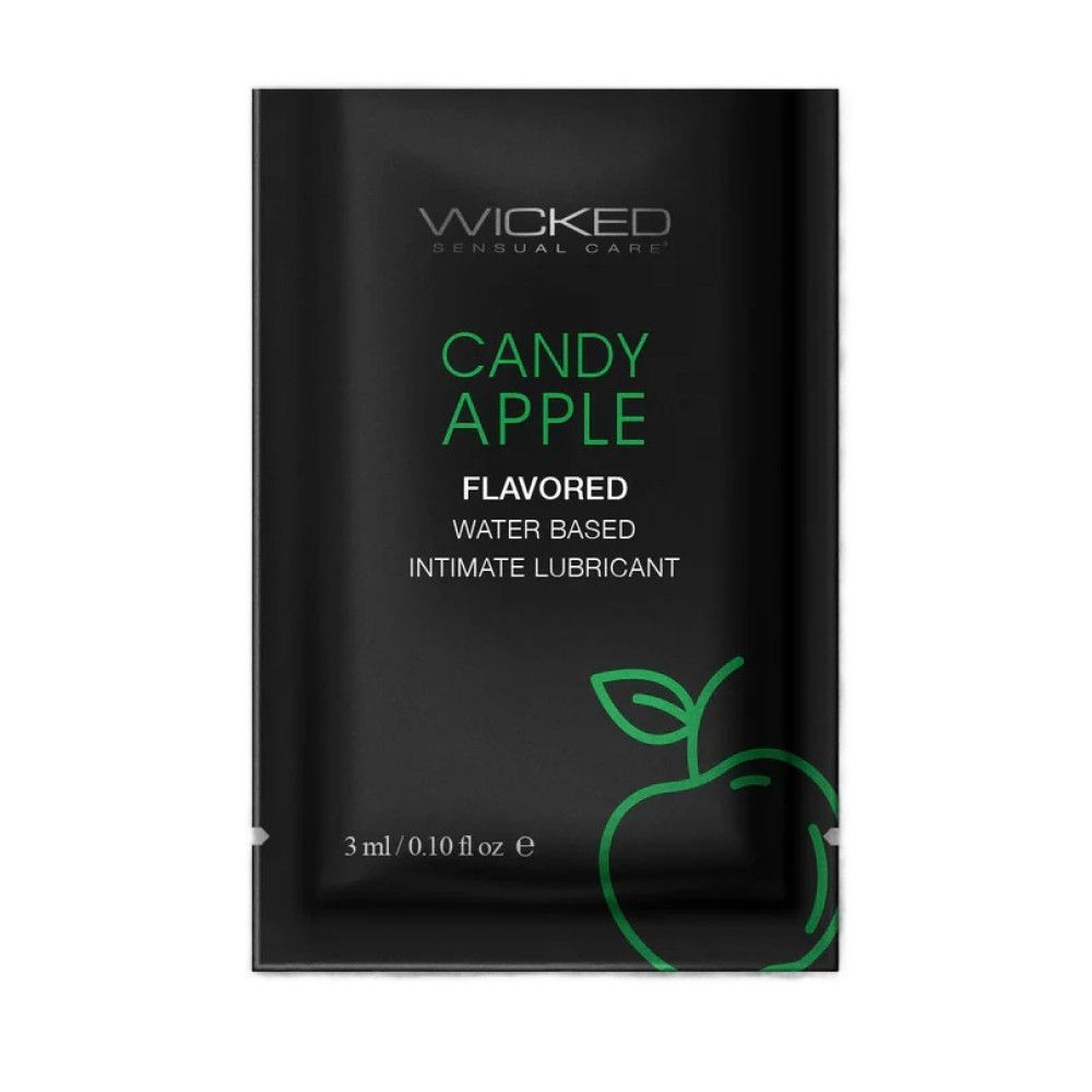 Пробник лубриканта Wicked Aqua Candy Apple (яблоко в карамели) на водной основе, 3 мл