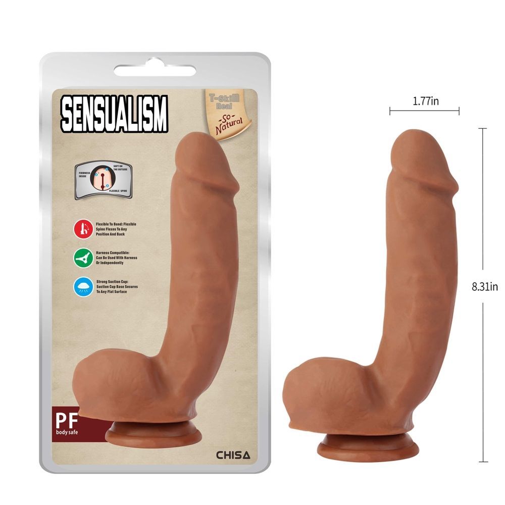 Фалоімітатор реалістичний з присоском, коричневий, Chisa T-Skin ReaL Sensualism