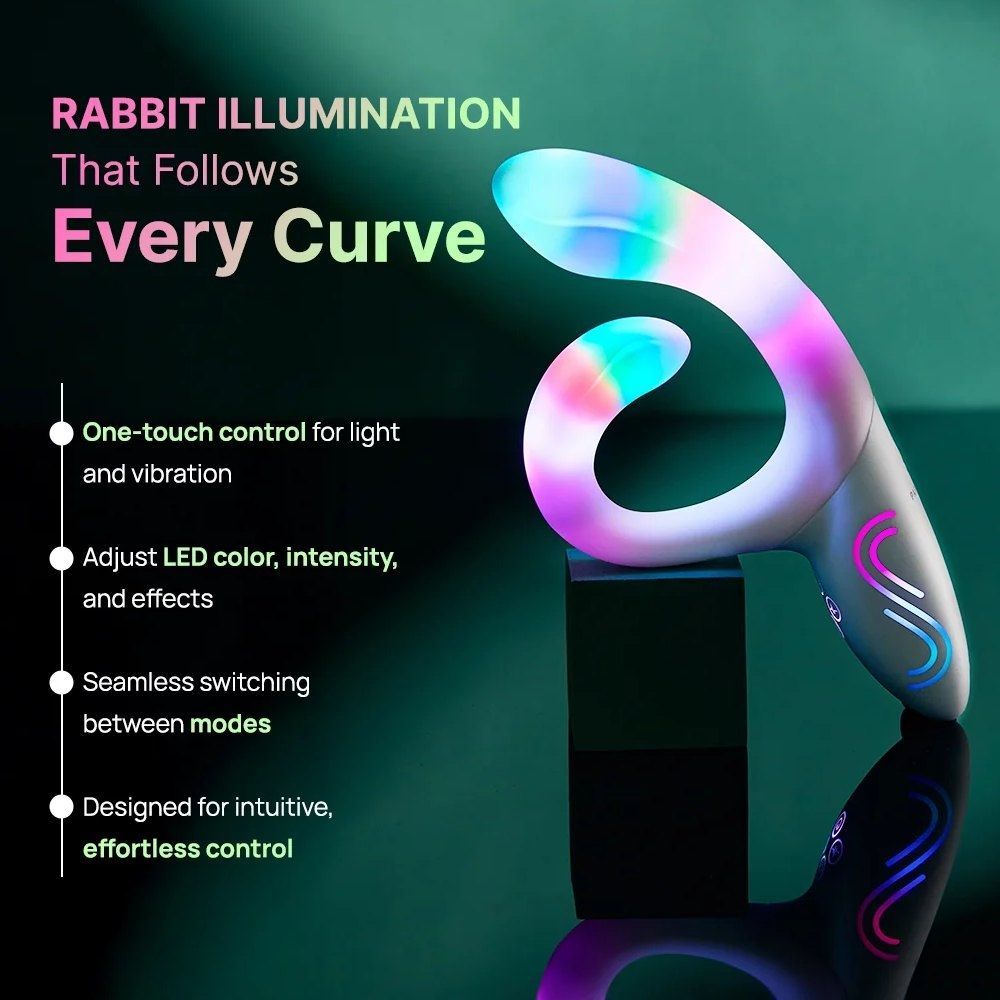 Вибратор-кролик с RGB-подсветкой и приложением Paradise Illumination The Rabbit, белый, 21,6 см