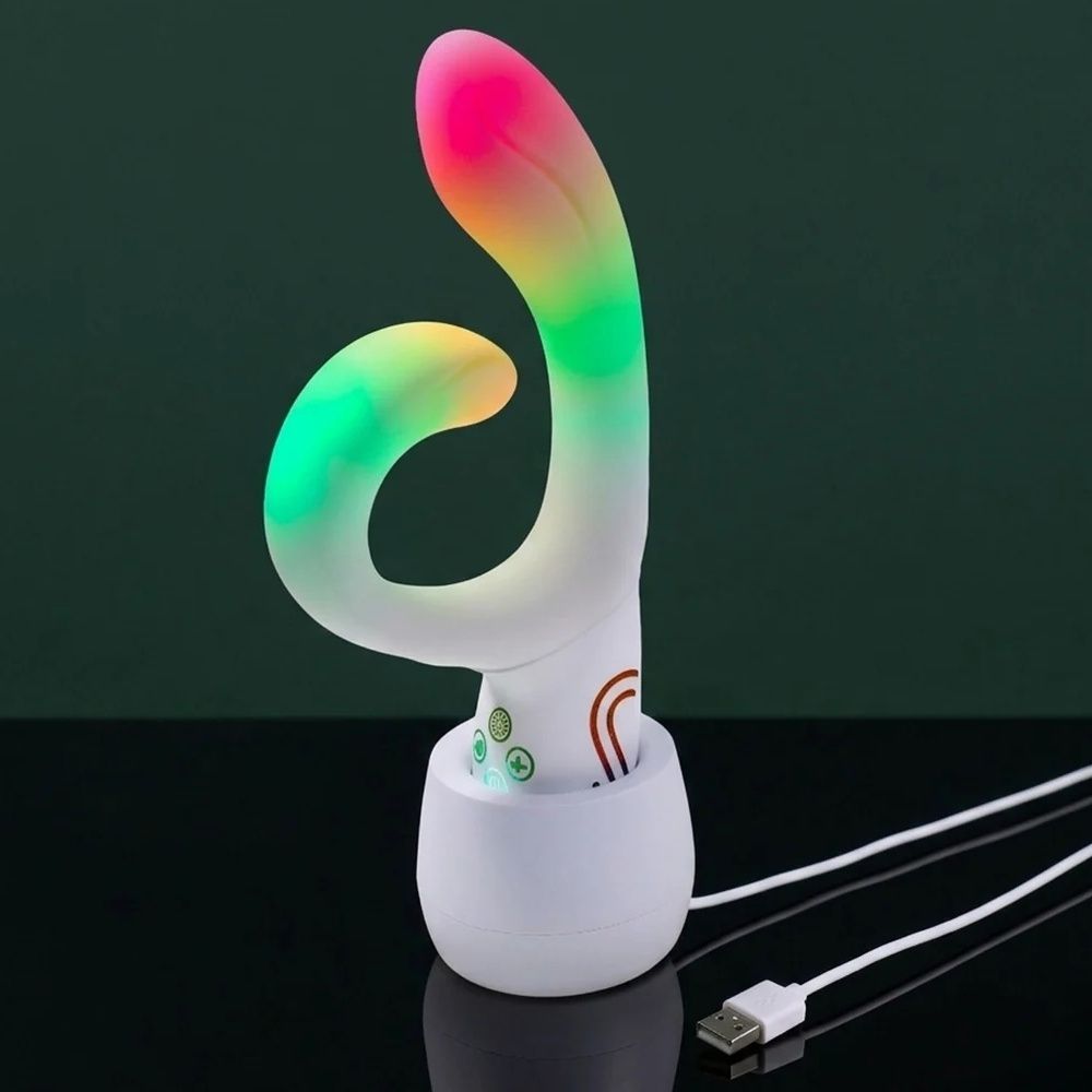 Вибратор-кролик с RGB-подсветкой и приложением Paradise Illumination The Rabbit, белый, 21,6 см