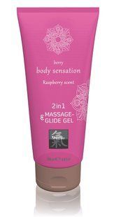 Лубрикант и массажное масло 2 в 1 HOT SHIATSU Massage-& Glide gel 2 in1 Raspberry scent, 200 мл